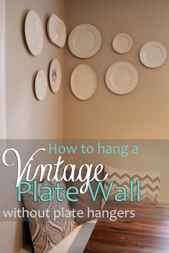 vintage plate wall without plate hangers