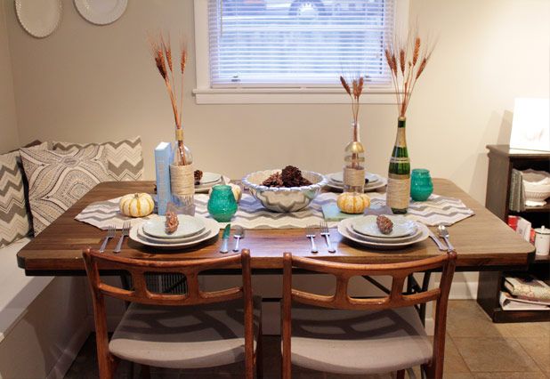 Thanksgiving Tablescape - Blues & Greens & Grays