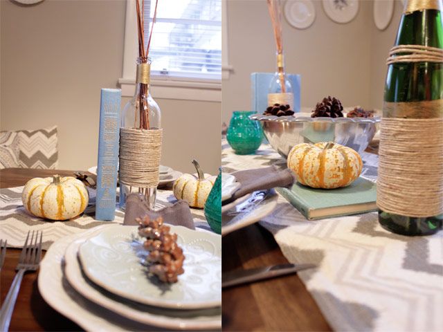 Thanksgiving Tablescape - Blues & Greens & Grays