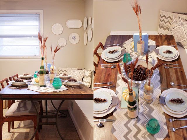 Thanksgiving Tablescape - Blues & Greens & Grays