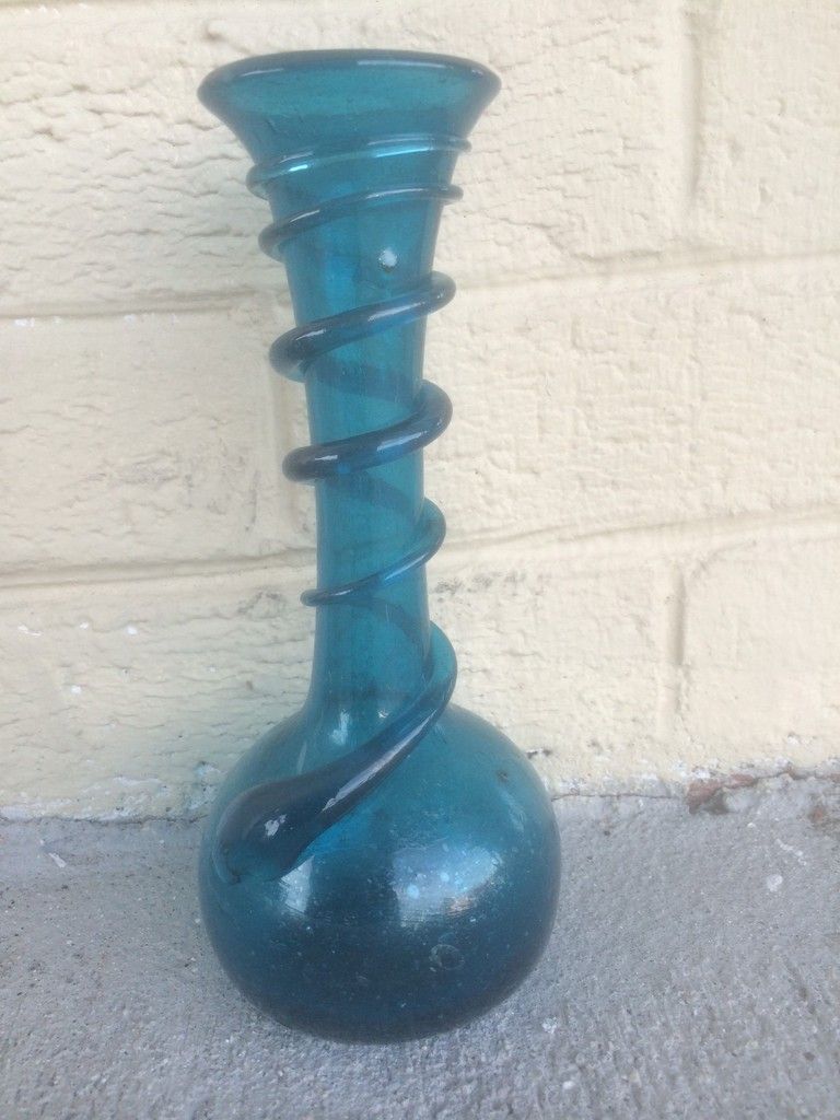 Two Hand Blown Glass Bottle Vases Antiques Board