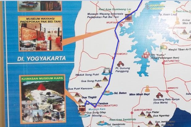 Peta Akses ke Lokasi Museum, perhatikan Garis Biru