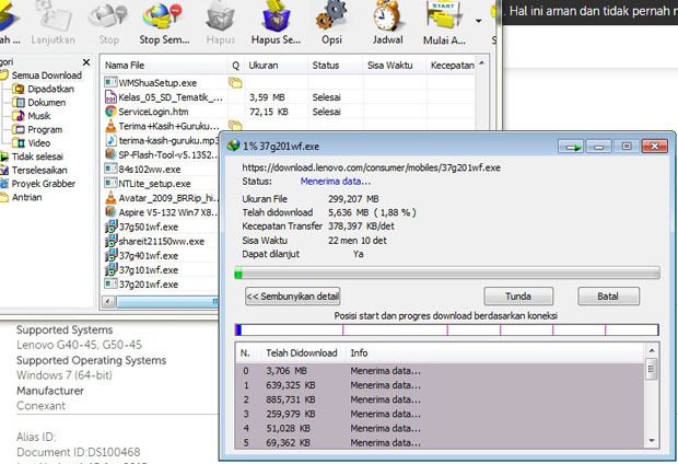Screenshot Kecepatan Download Paket Harian Tri 1 GB via IDM