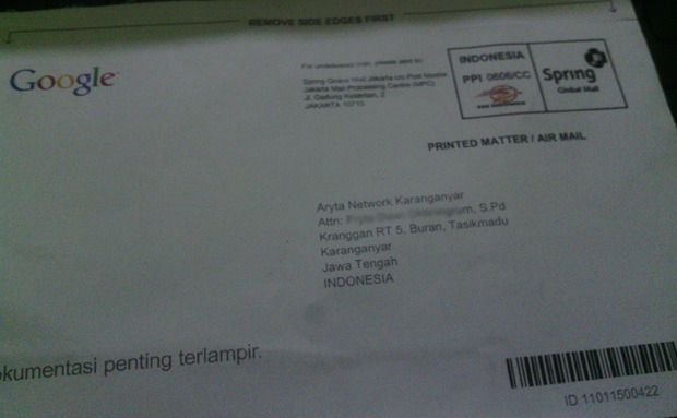 Surat Konfirmasi Kebenaran Alamat yang berisi Kode Verifikasi