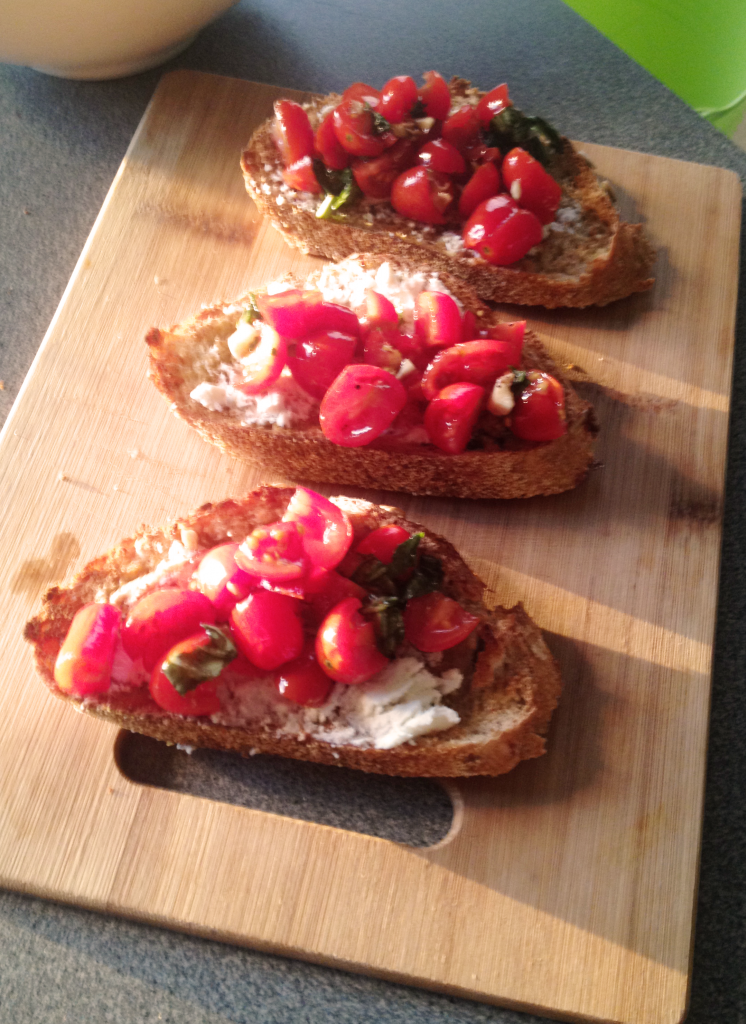 Simple Bruschetta with Goat Cheese Spread