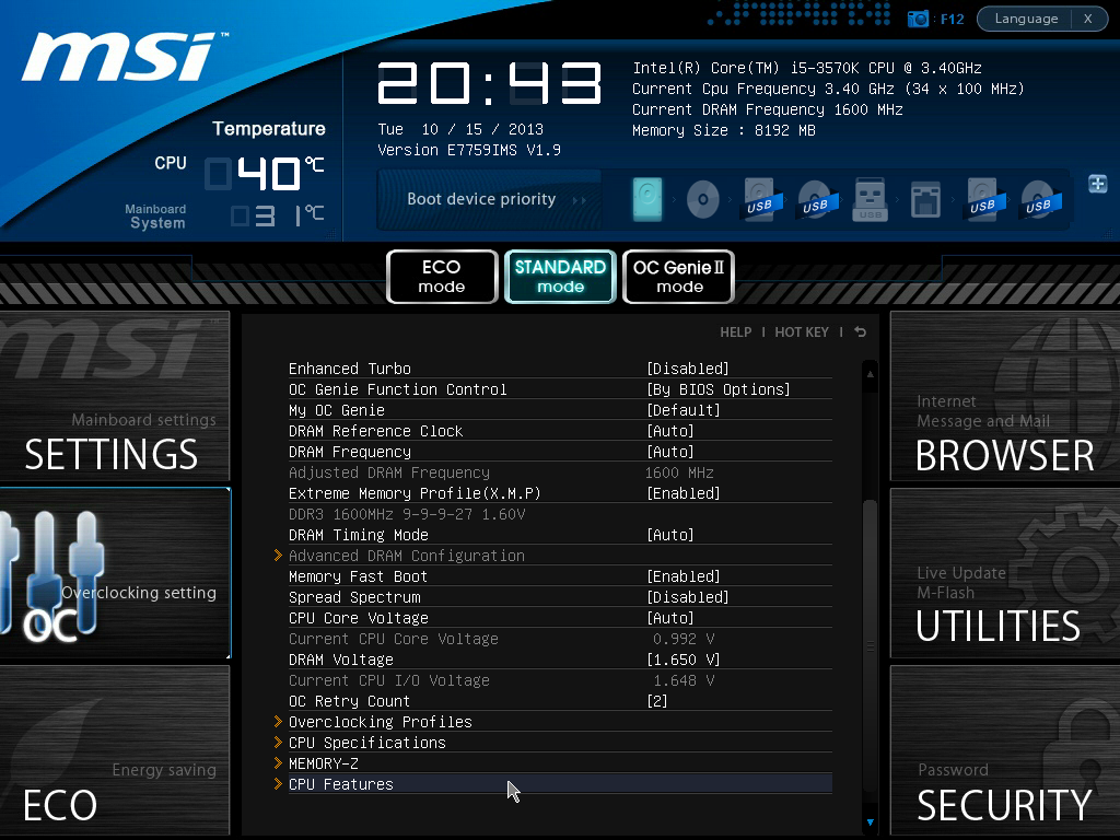 Previous overclock settings failed system